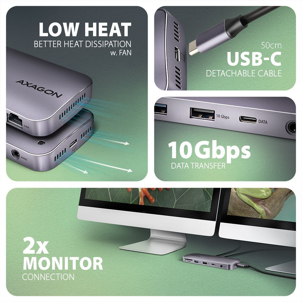 EAN 8595247907783 - Axagon HMC-12GM2 base para portátil y replicador de puertos Alámbrico USB 3.2 Gen 2 (3.1 Gen 2) Type-C Gr imagen 5