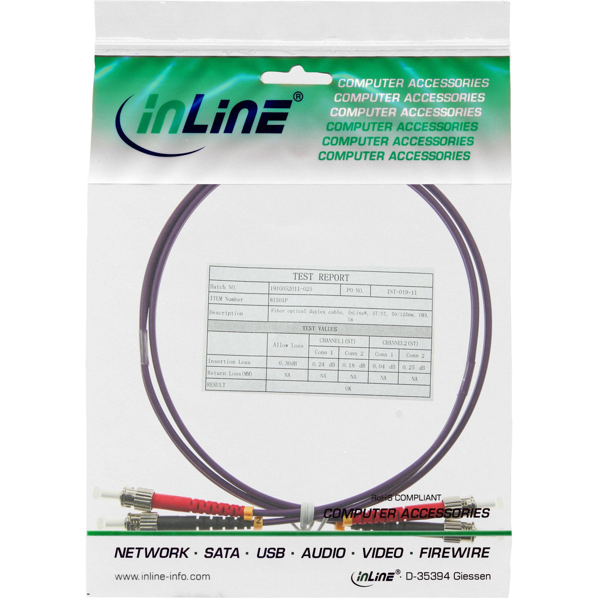 Cable Duplex De Fibra Óptica Inline St/St 50/125?M Om4 15m