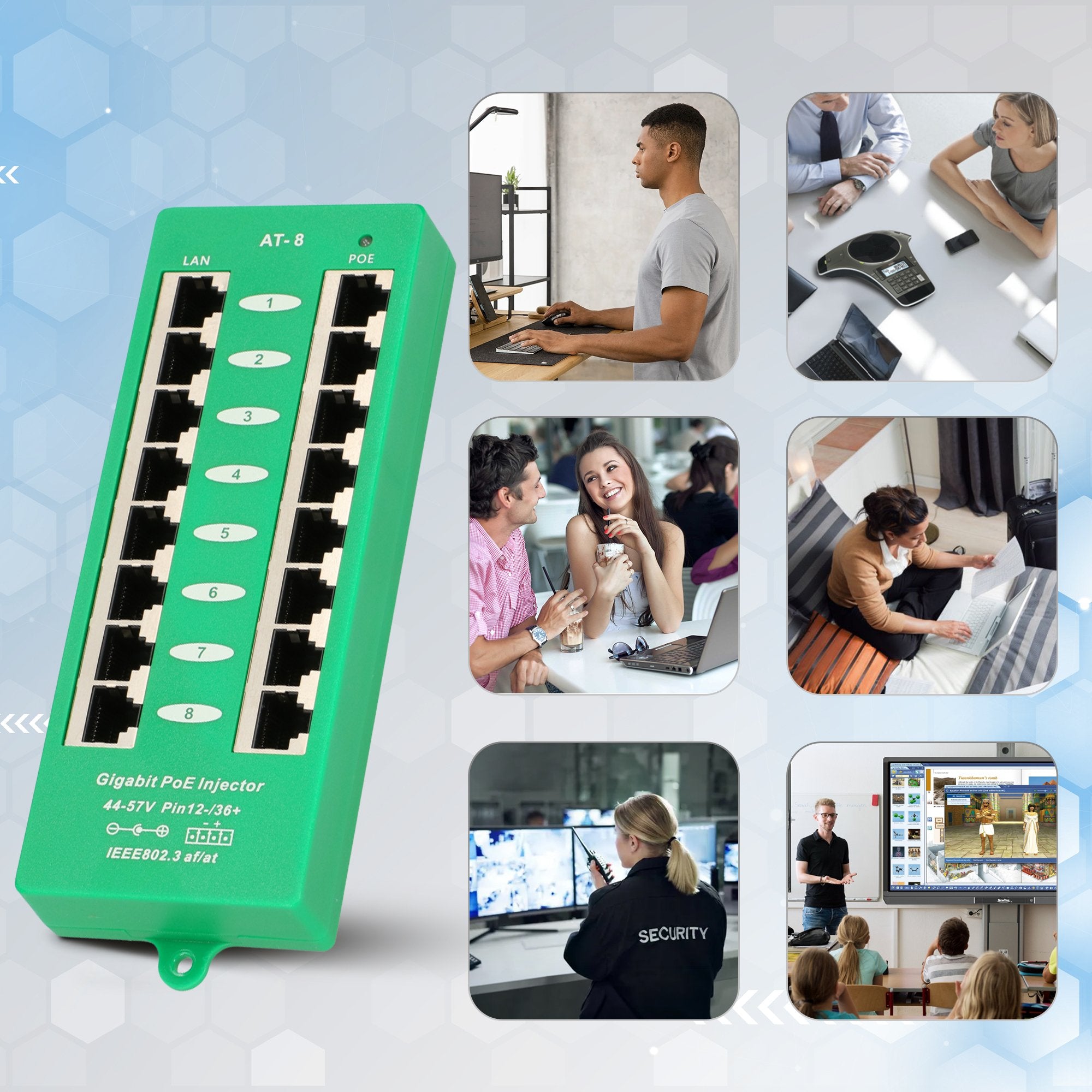 EAN 5903148912561 - Extralink ACTIVE POE INJECTOR 8 PORT GIGABIT 802.3AT/AF MODE A - 1 Gbps - 8-Port Gigabit Ethernet 48 V imagen 12