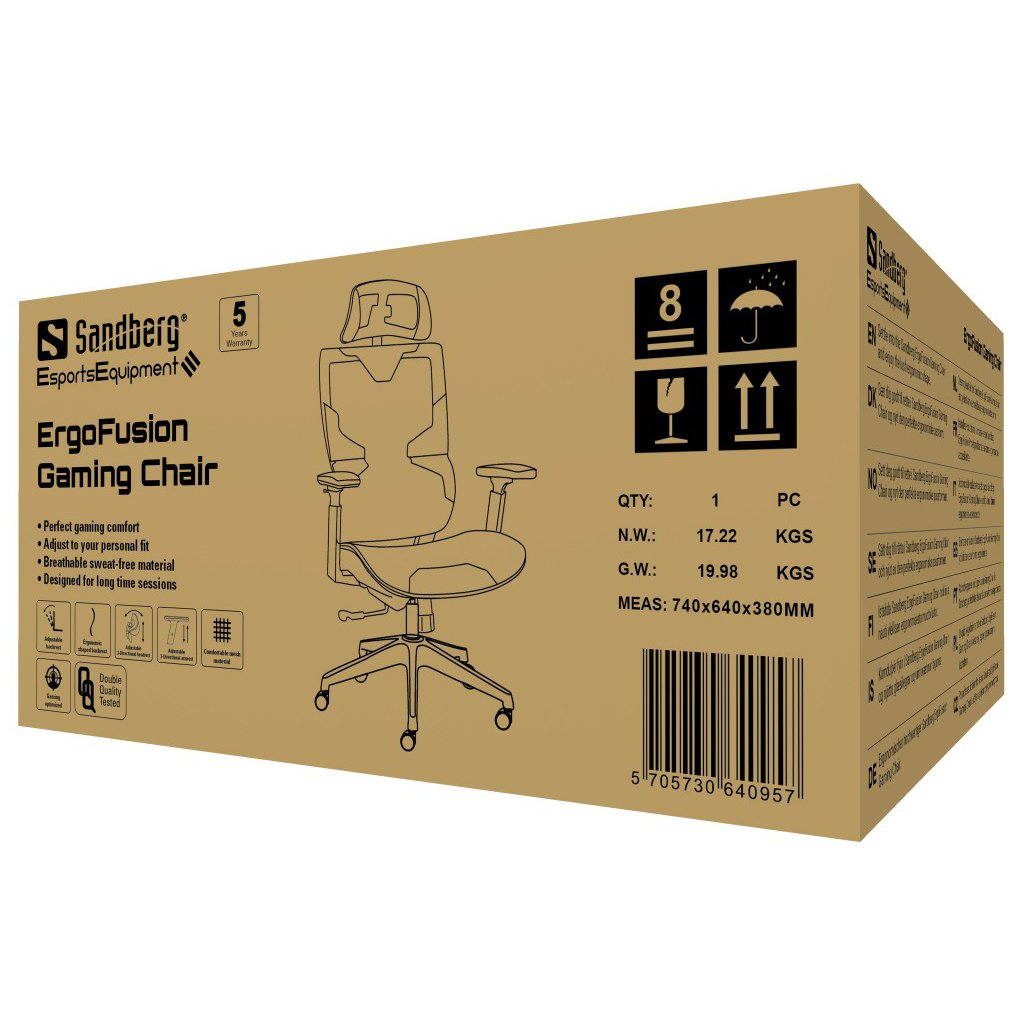 EAN 5705730640957 - Sandberg 640-95 silla para videojuegos Silla para videojuegos universal Asiento de malla Negro imagen 9