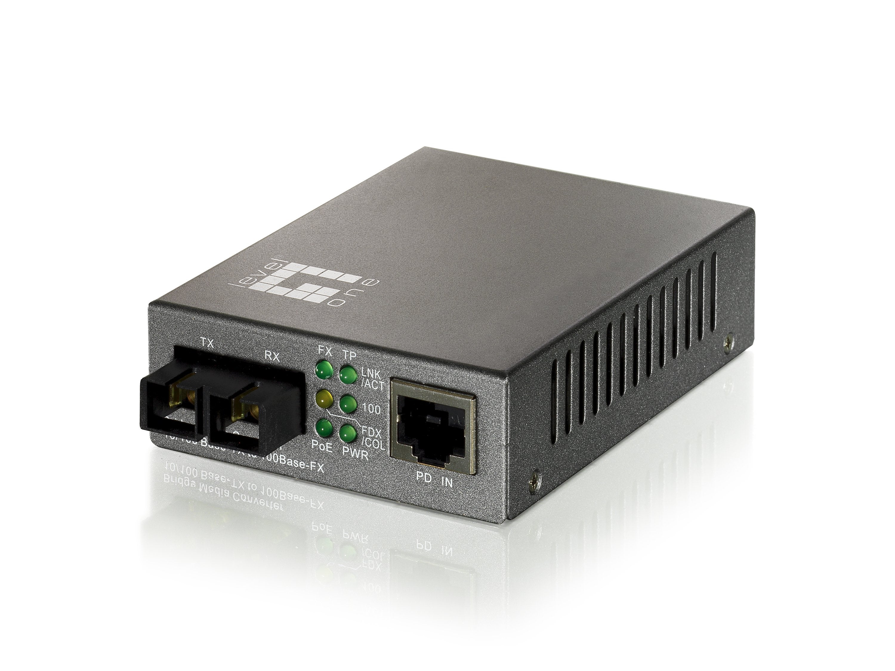 Conversor Fibra Optica Level One 10/100tx A 100fx Sc Con Poe (20km)