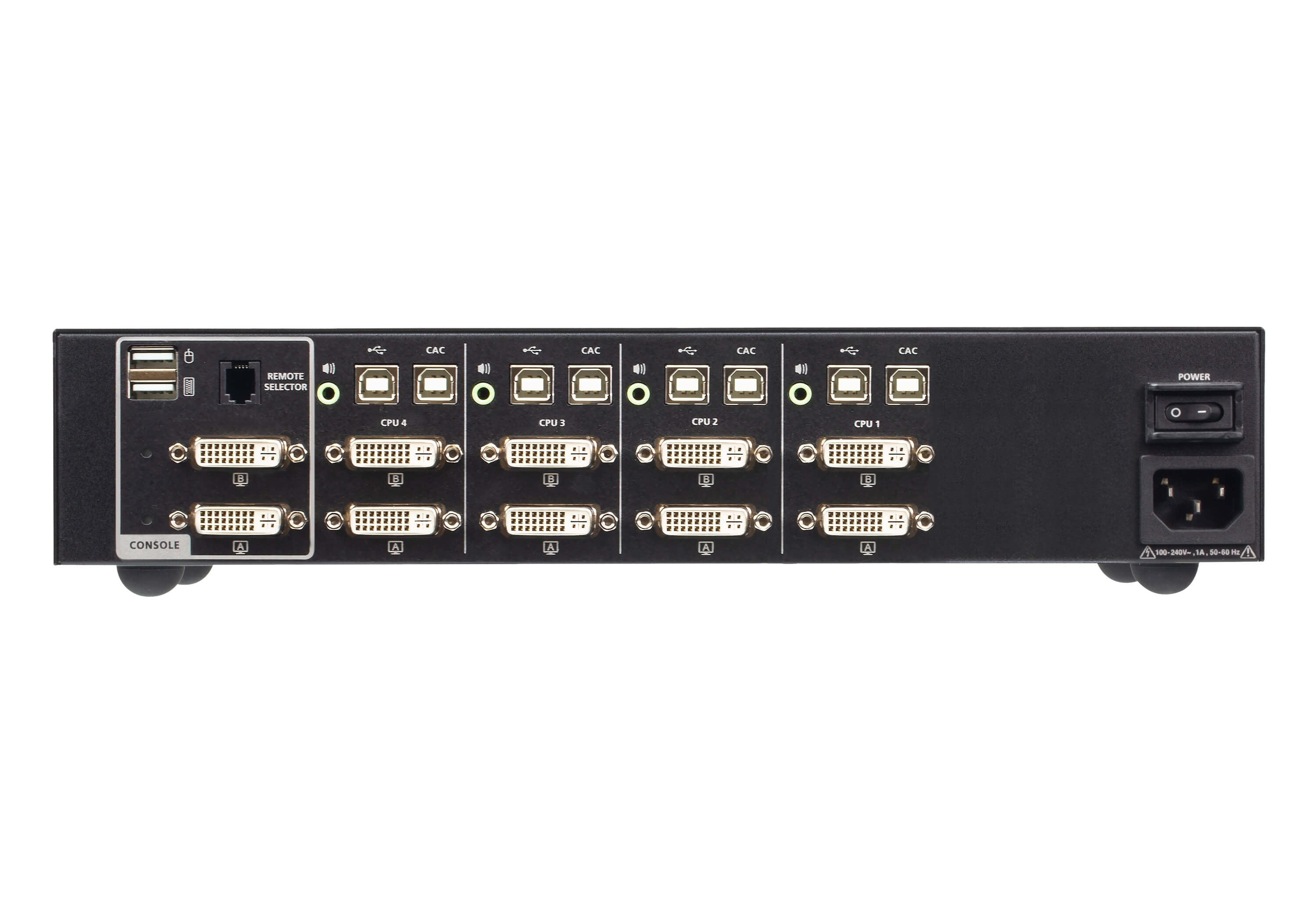 Aten Cs1144d4c Switch Seguro Kvm De 4 Puertos Con Pantalla Dual Usb 4k Dvi (Compatible Con Psd Pp V4.0)