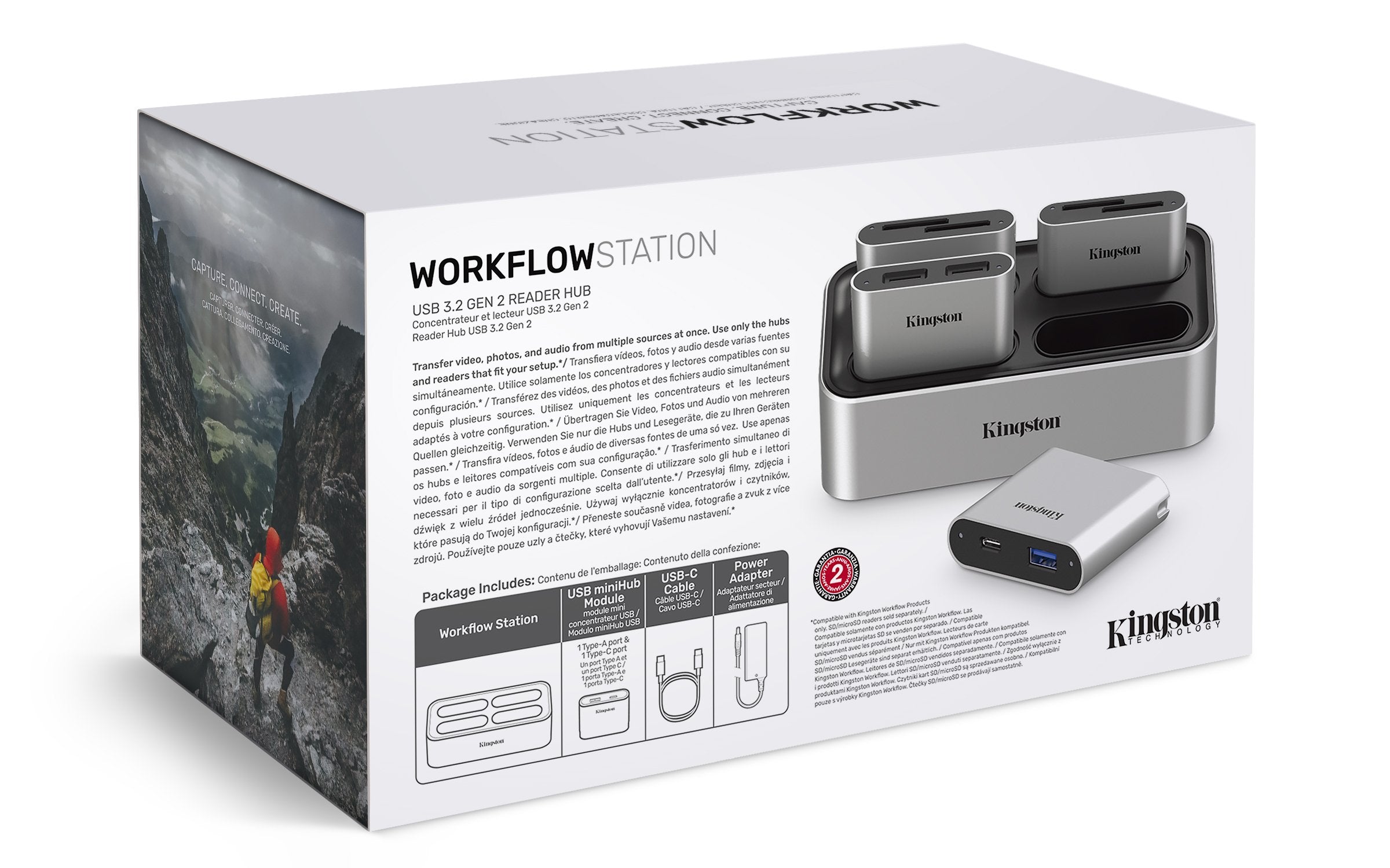 Kingston Workflow Station + Lector De Tarjetas Sd, Estación De Acoplamiento Plateado/Negro Wfs-S