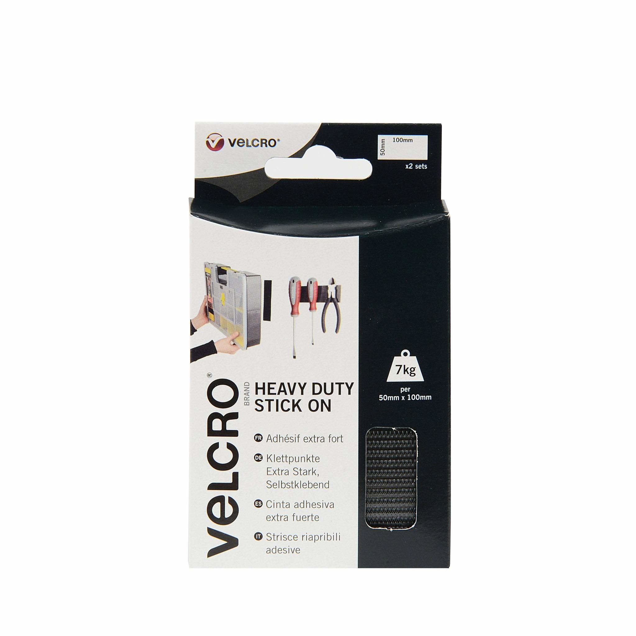 Velcro Klettstreifen Extra Stark Selbstklebend, Haken & Flausch 50mm X 100mm X 2 Sets Schwarz