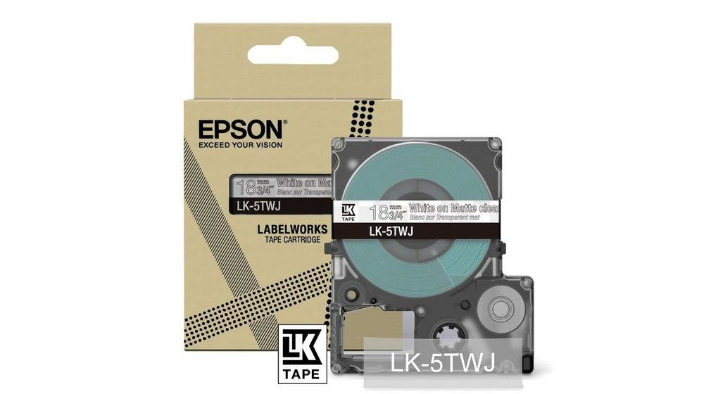 Epson Labelworks Lk-5twj - Blanco A Mattem Transparente - Rollo (1,8 Cm X 8 M)