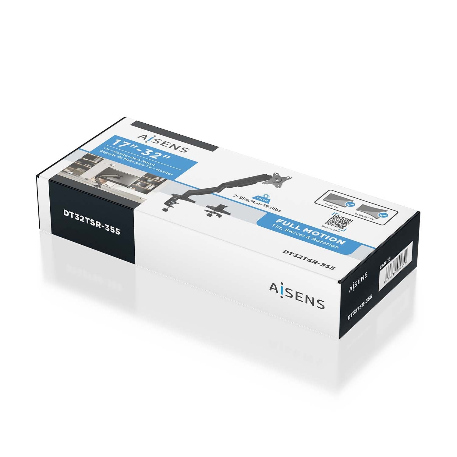 Aisens Soporte De Mesa Eco Contrapeso Giratorio E Inclinable Para Monitor/Tv 9kg (3 Pivotes, 1 Brazo) De 17-32, Negro