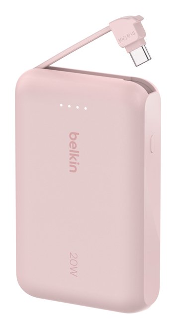 Powerbank Belkin Bpb021hqpk Boost Charge 10,000 Mah Charge Con Cable Integrado Usb-C 20w Rosa