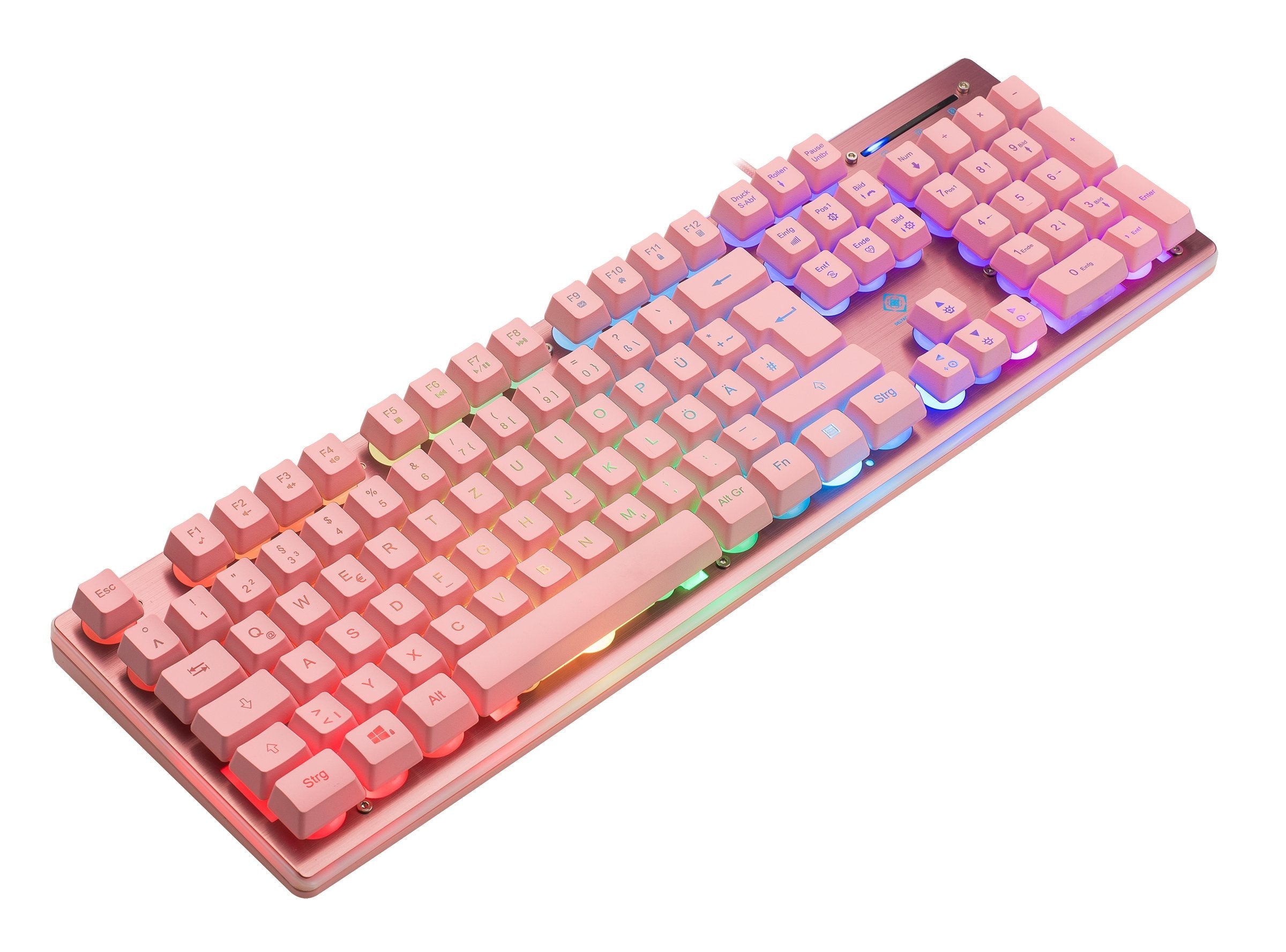 Teclado Alemán Deltaco Gam-021-Rgb-P-De Juego Usb Qwertz Rosa