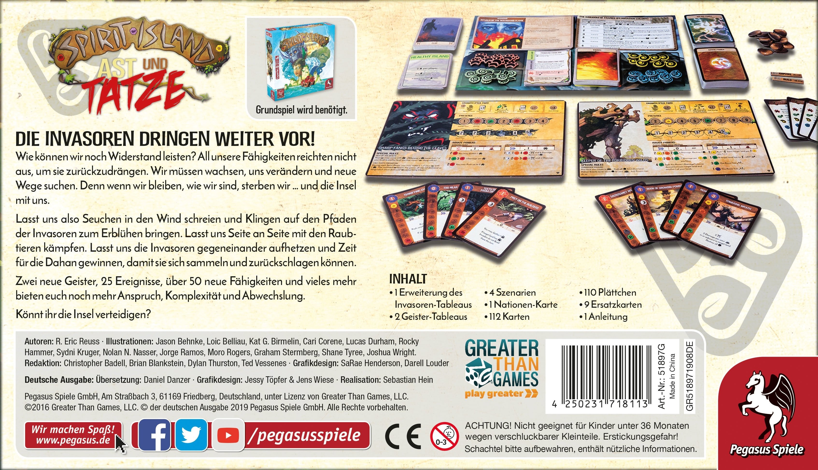 Pegasus Spirit Island: Branch And Paw, Expansión Del Juego De Mesa 51897g