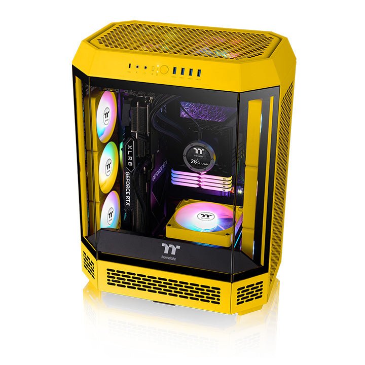 Ventilador De Refrigeración Para Pc Thermaltake Ct120 Ex Argb Sync Bumblebee, Ventilador De Caja Amarillo, Paquete De 3, 120 Mm Cl-F215-Pl12bb-A