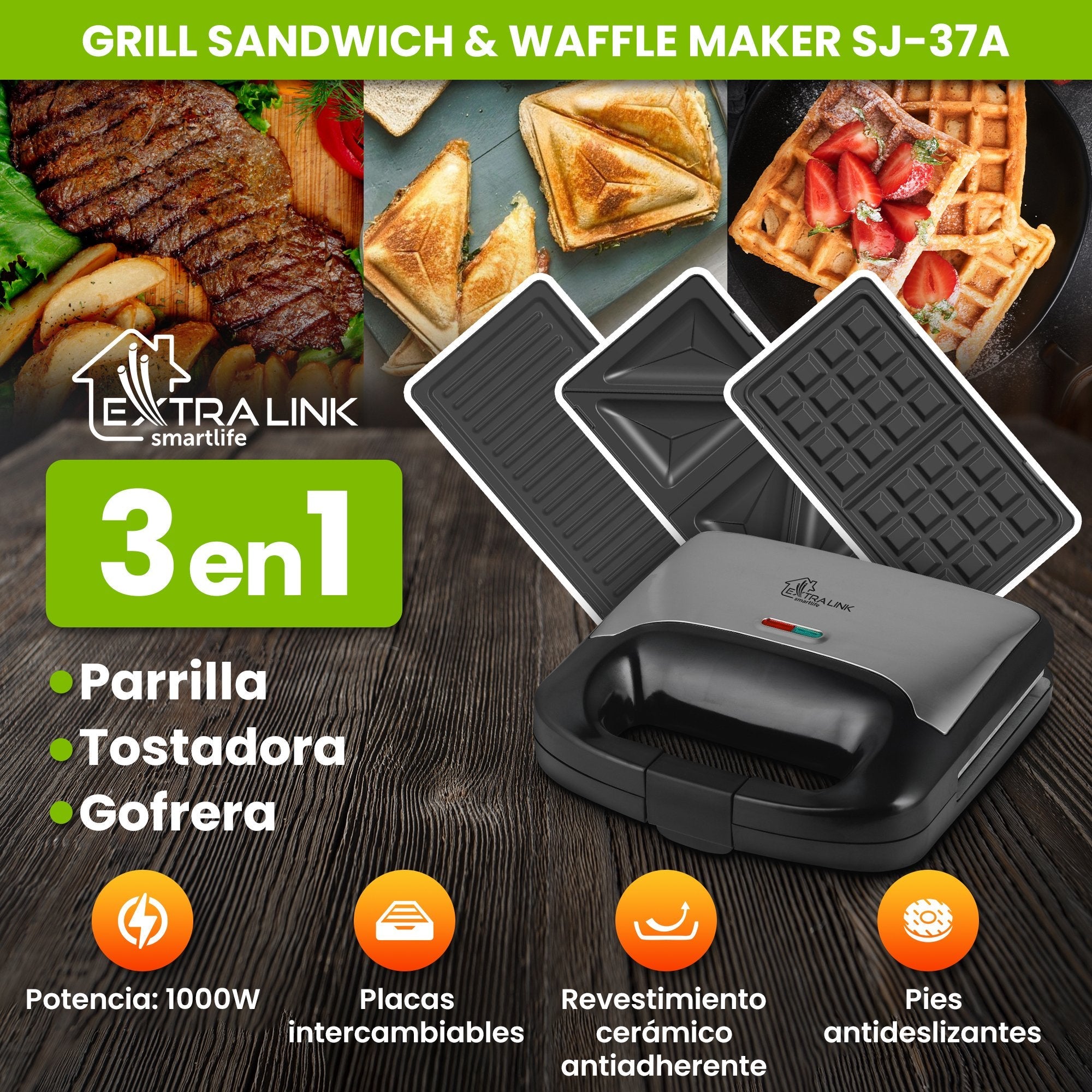Extralink Smart Life Grill Sandwich & Waffle Maker Sj-37a