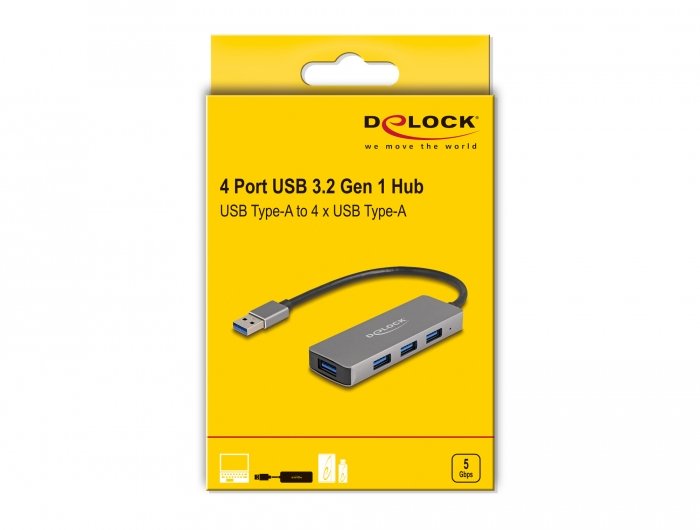 Delock 63171 Hub Usb 3.2 Gen 1 (3.1 Gen 1) Type-A 5000 Mbit/S Gris