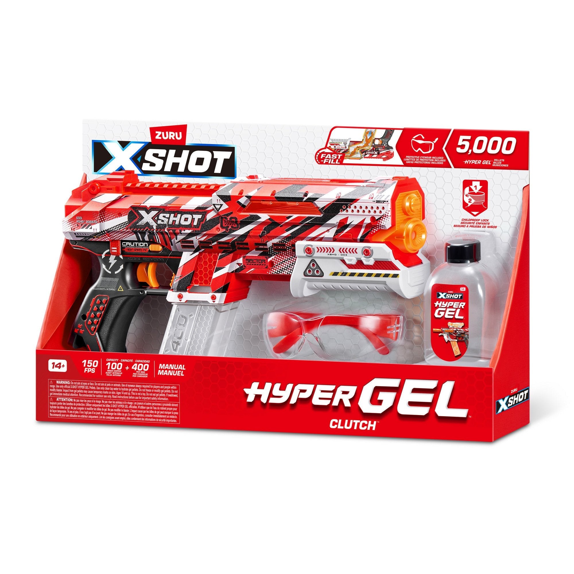 Zuru X-Shot - Hyper-Gel Blaster Clutch, Gel Blaster Incluye 5000 Bolas 36622