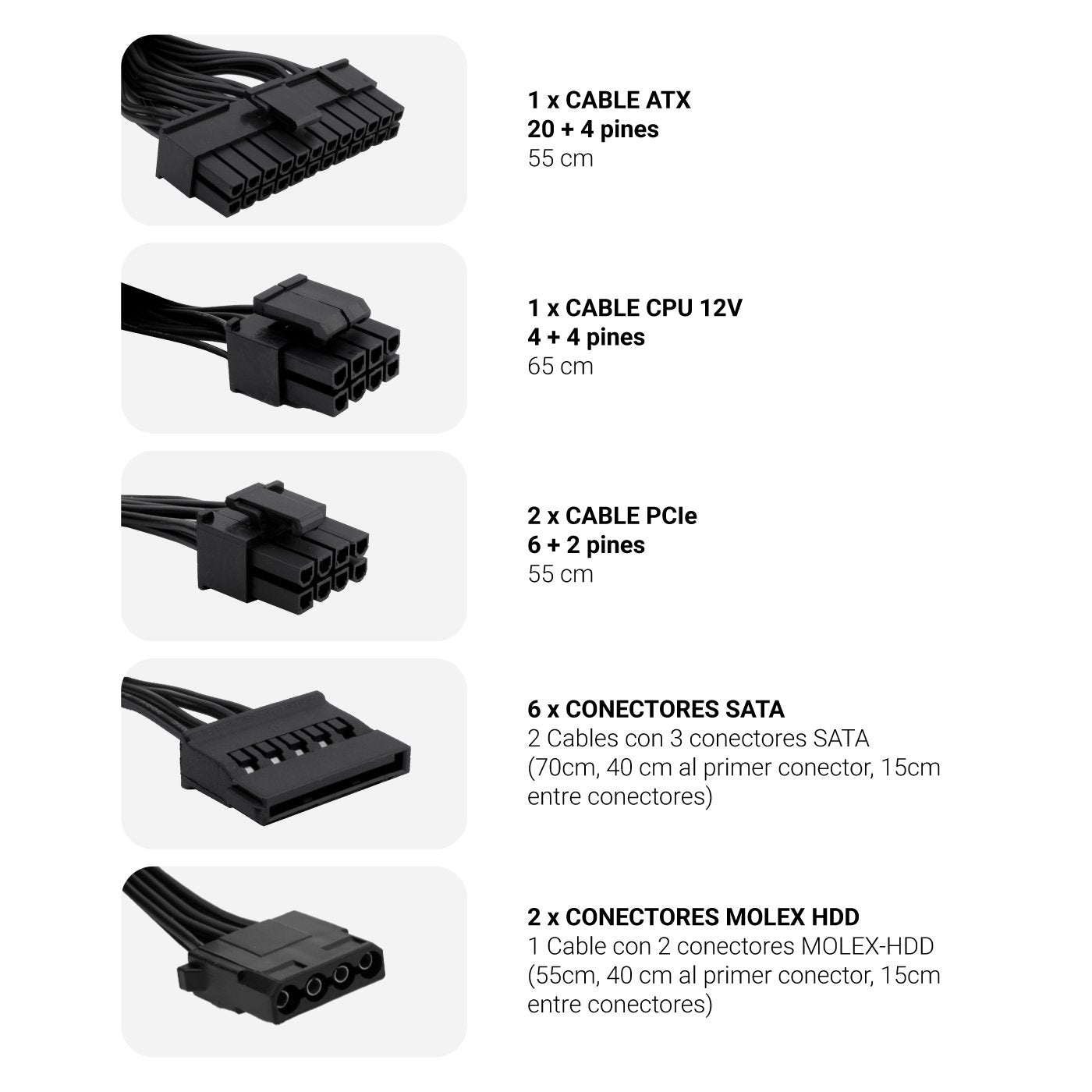 EAN 8436556143021 - CoolBox Powerline III 750 unidad de fuente de alimentación 20+4 pin ATX Negro imagen 3