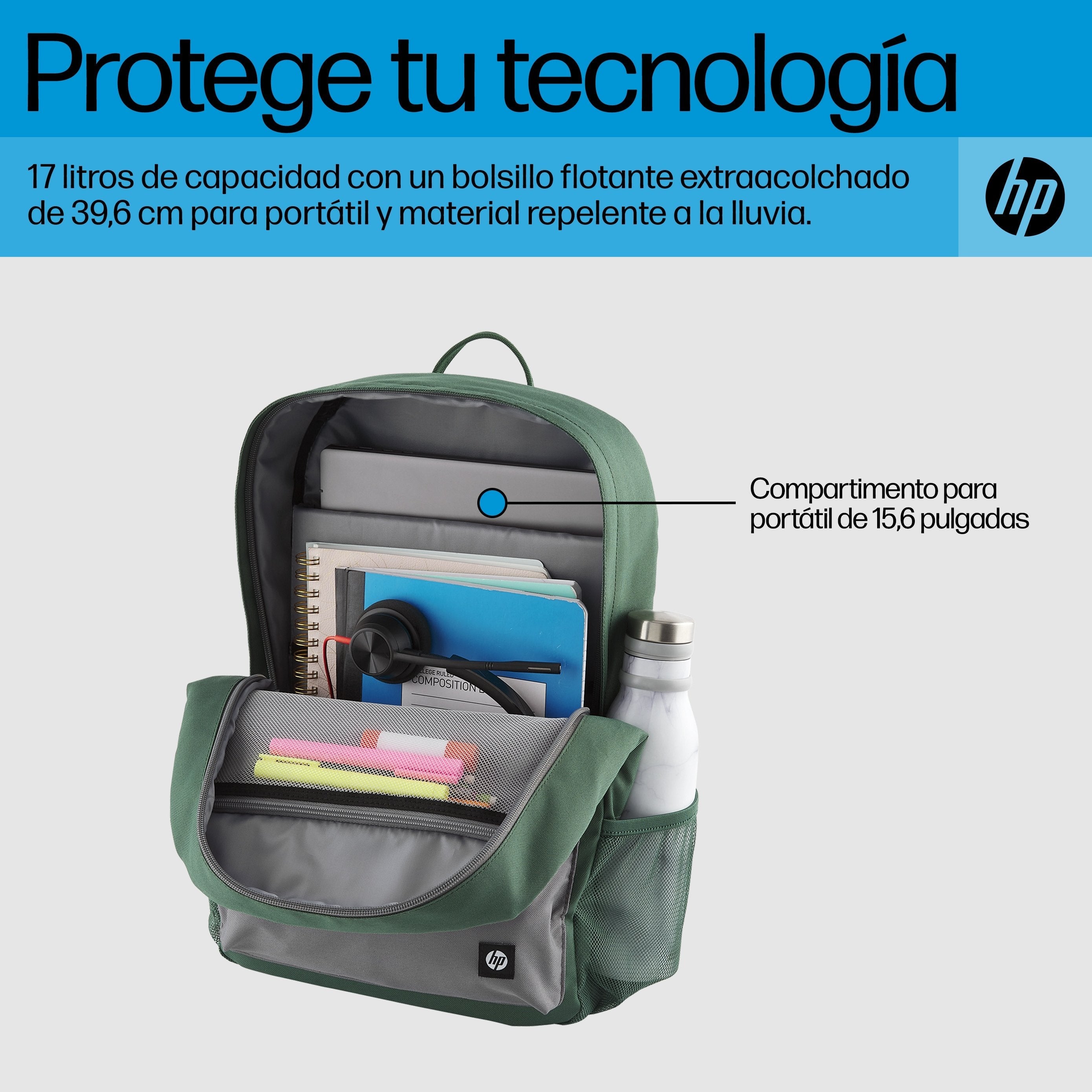 Hp Mochila Campus Green Backpack 15.6"