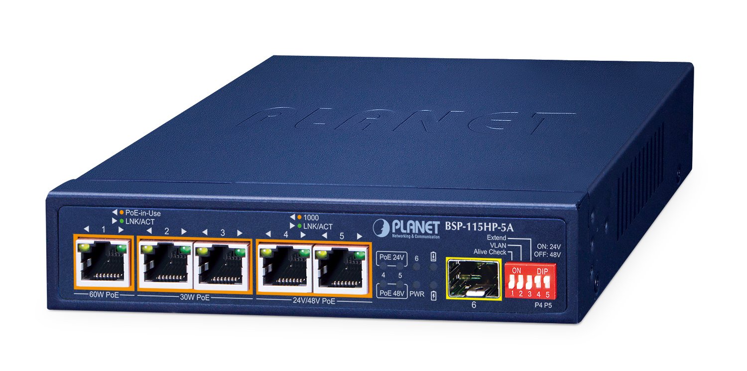 EAN 4711605287944 - PLANET BSP-115HP-5A switch No administrado Gigabit Ethernet (10/100/1000) Energía sobre Ethernet (PoE) Az imagen 1