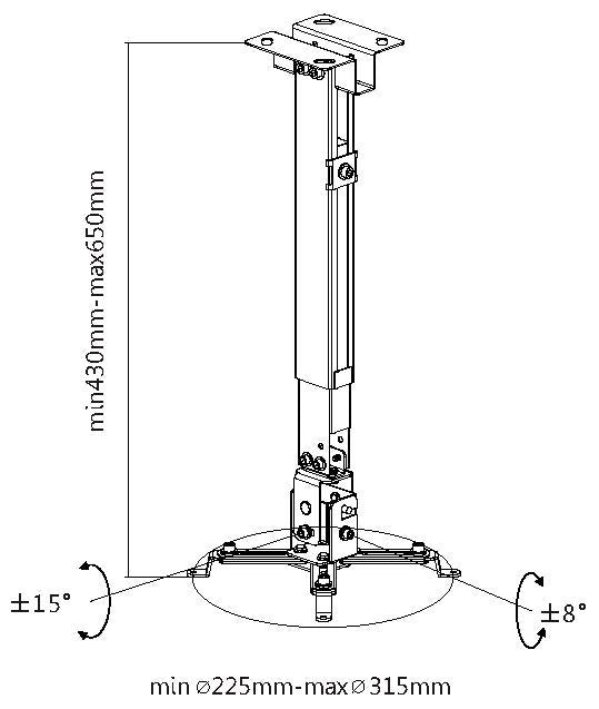 Equip Soporte De Proyector Inclinable Para Techo O Pared 430-650mm Hasta 20kgs Color Negro