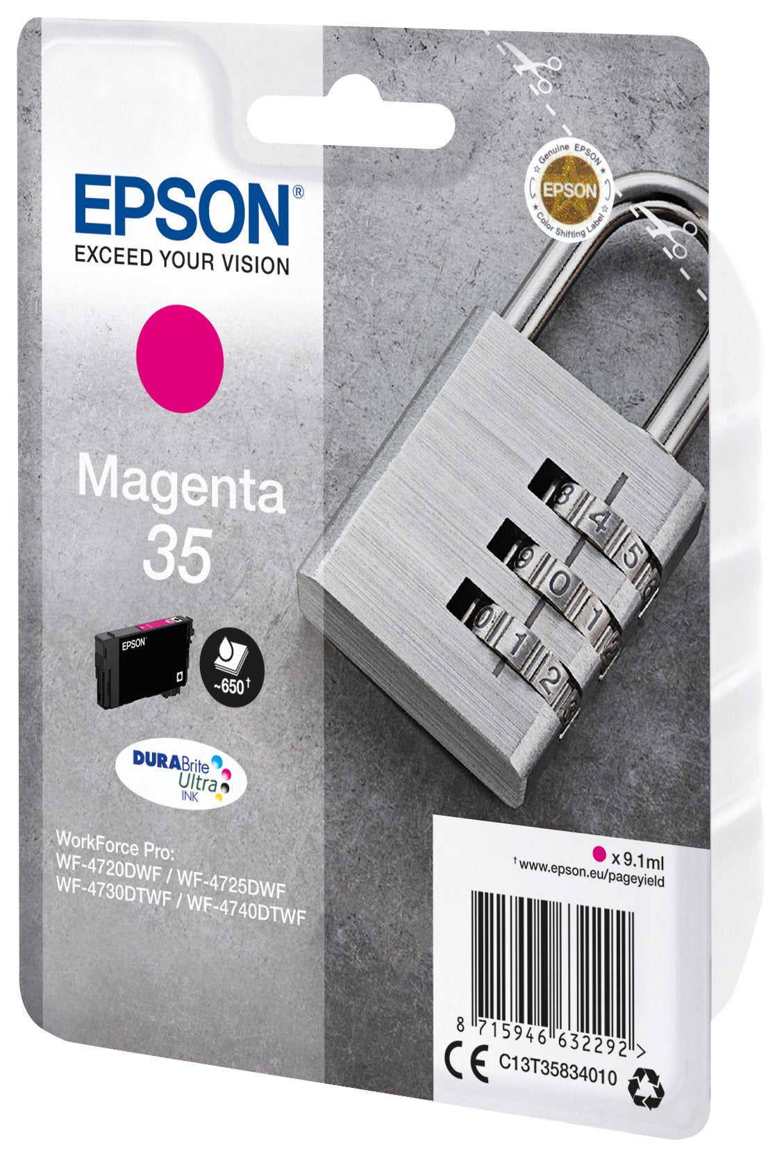 Epson Padlock Singlepack Magenta 35 Durabrite Ultra Ink