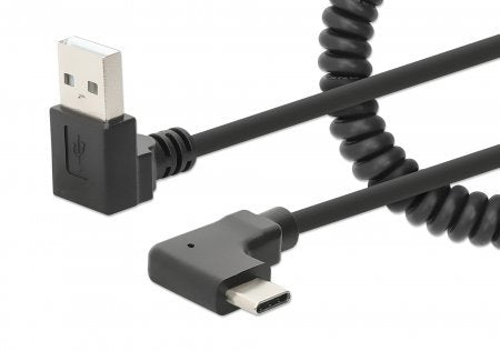Manhattan Spiralcable Usb-A Auf Usb-C Ladecable 1m Negro