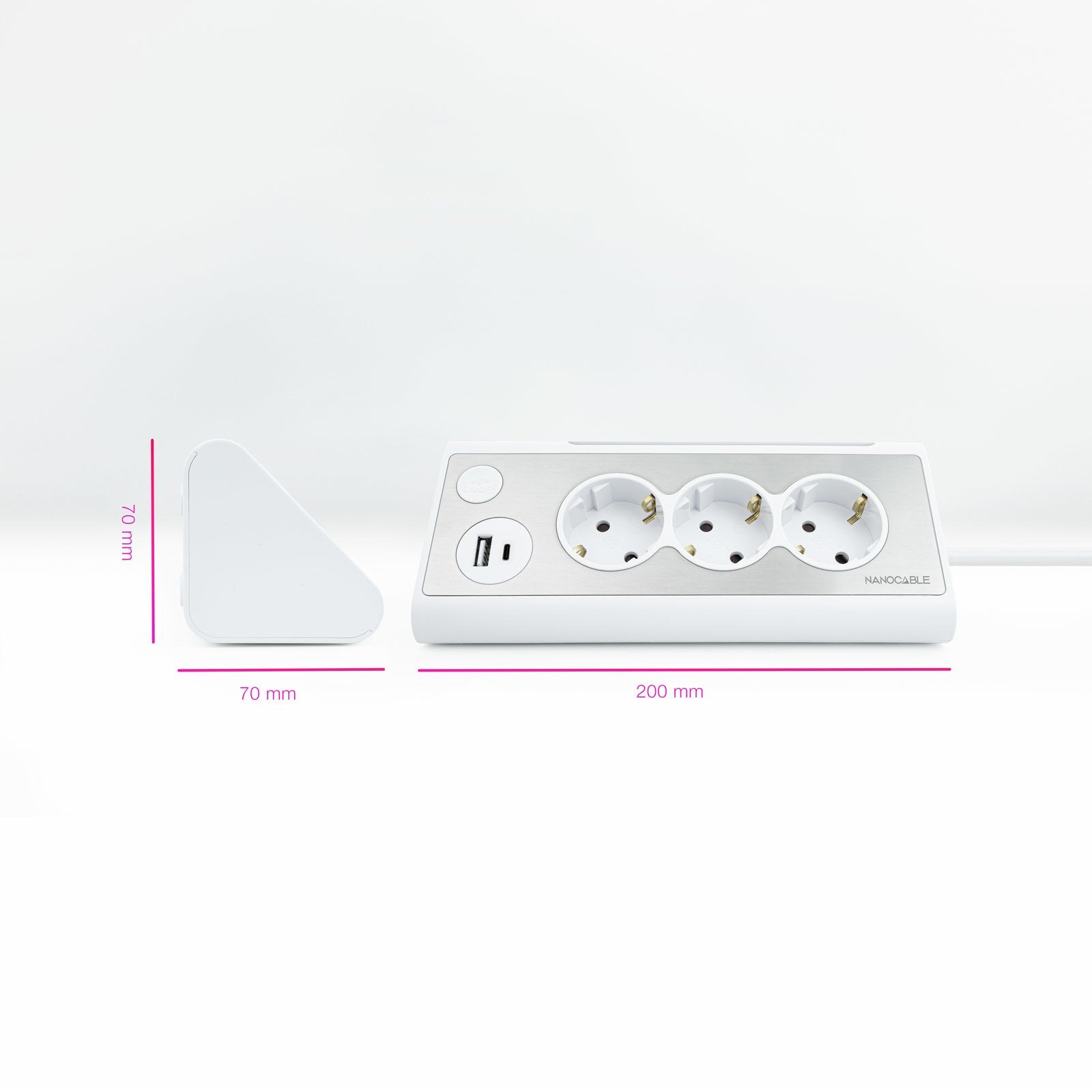 EAN 8433281011359 - Nanocable 10.37.0013-W base múltiple 1,5 m 3 salidas AC Interior Aluminio, Blanco imagen 2