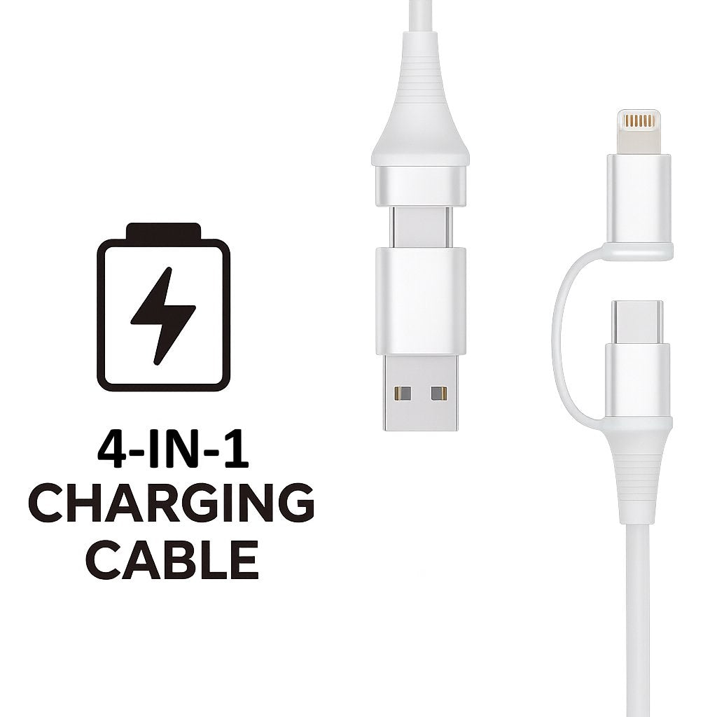 Cable Ewent Ec1076 Usb-C 4 En 1 - 60w - 2 Metros - Usb-C, Usb-A, Lightning - Blanco