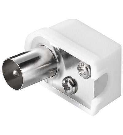 Coax Angle Plug (Plastic) (Slim) With Screw Fixing