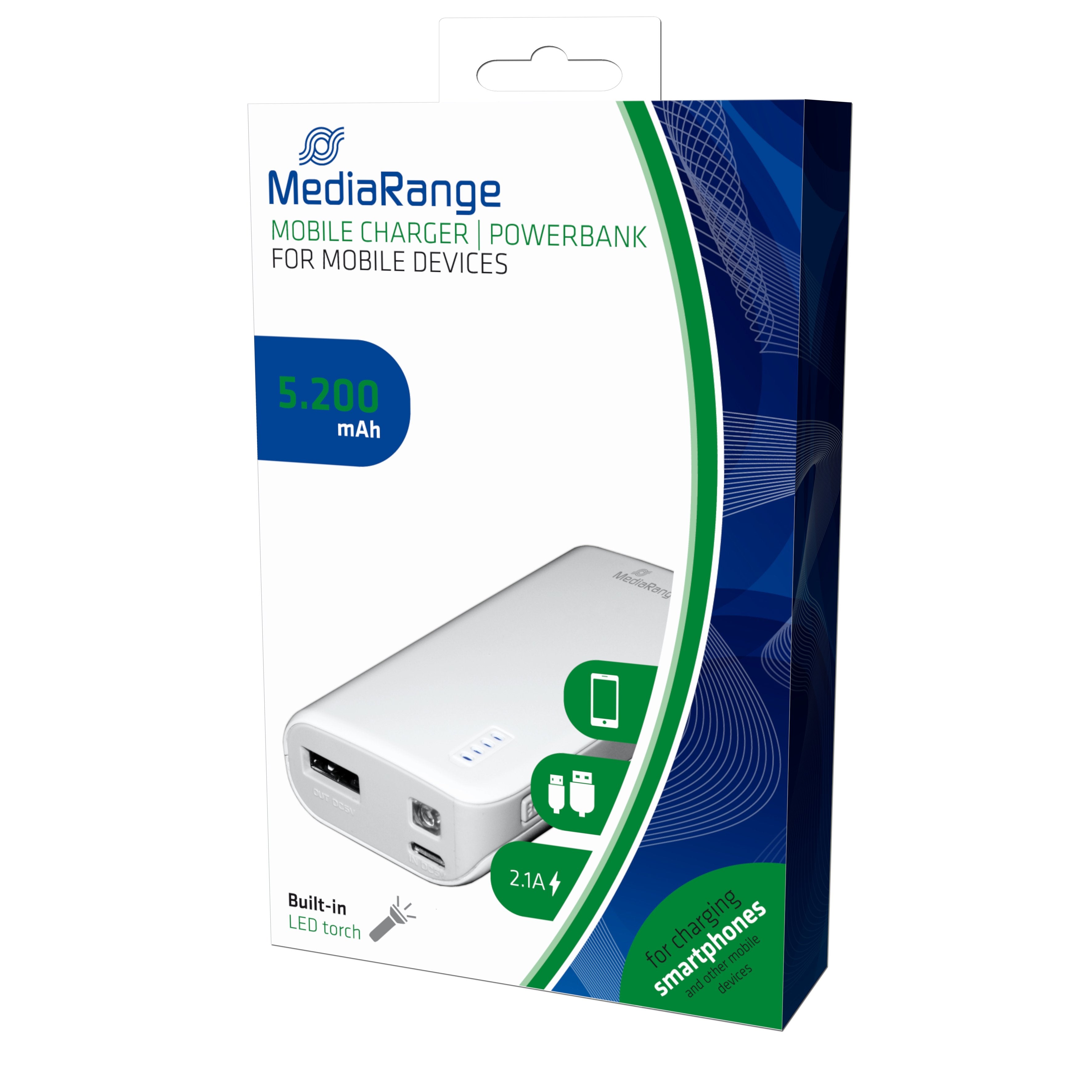 EAN 4260459610304 - MediaRange MR751 batería externa Ión de litio 5200 mAh Gris, Blanco imagen 3
