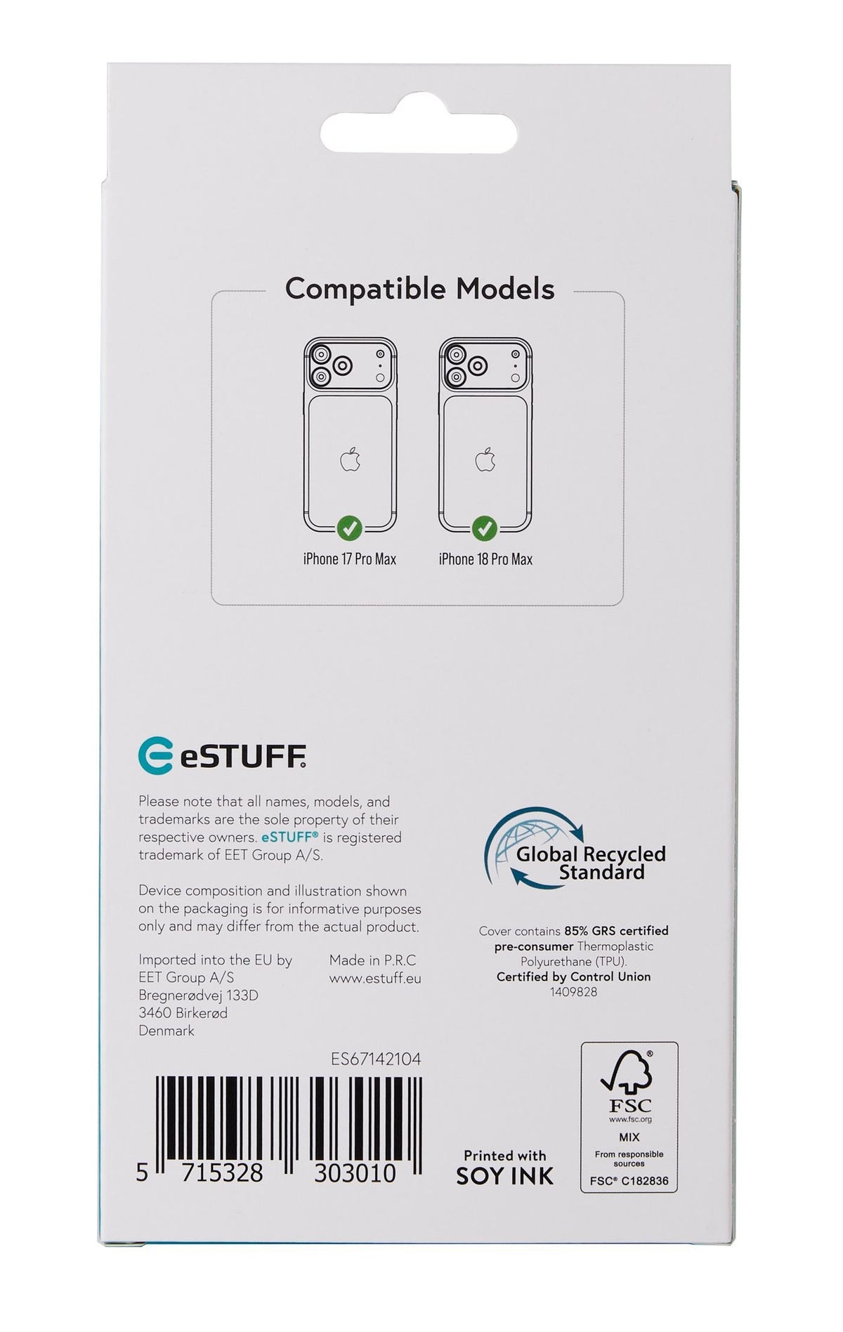 EAN 5715328303010 - eSTUFF INFINITE (GRS) OSLO iPhone 18 Pro Max/17 Pro Max Clear Magnetic Cover. Material: 65% (GRS) recycle imagen 8