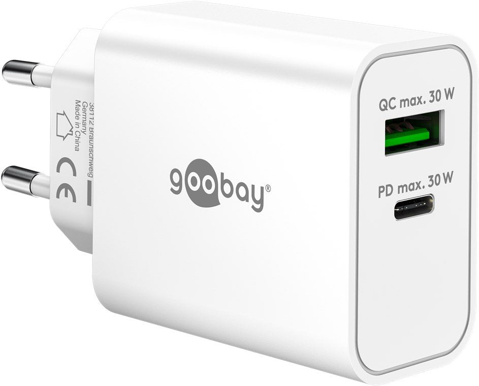 Goobay Usb-C Pd Gan Dual-Schnelladegerät 30 W (Blanco) 75336