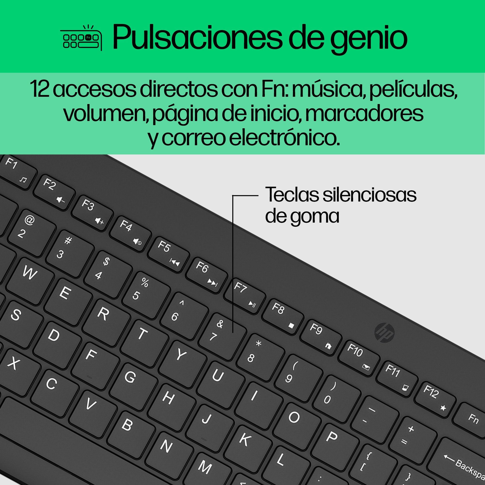 EAN 0197029648853 - HP 300 Wireless Mouse and Keyboard Combination teclado Ratón incluido Universal RF inalámbrico Negro imagen 5