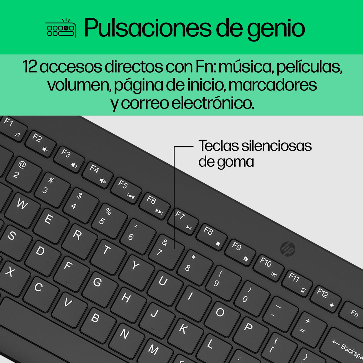 EAN 0197029649010 - HP 300 Wireless Mouse and Keyboard Combination teclado Ratón incluido Universal RF inalámbrico Negro imagen 5