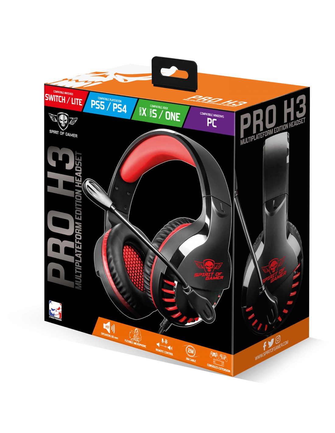 Auriculares Con Microfono Gaming Spirit Of Gamer Pro H3 Multiplataforma Rojo