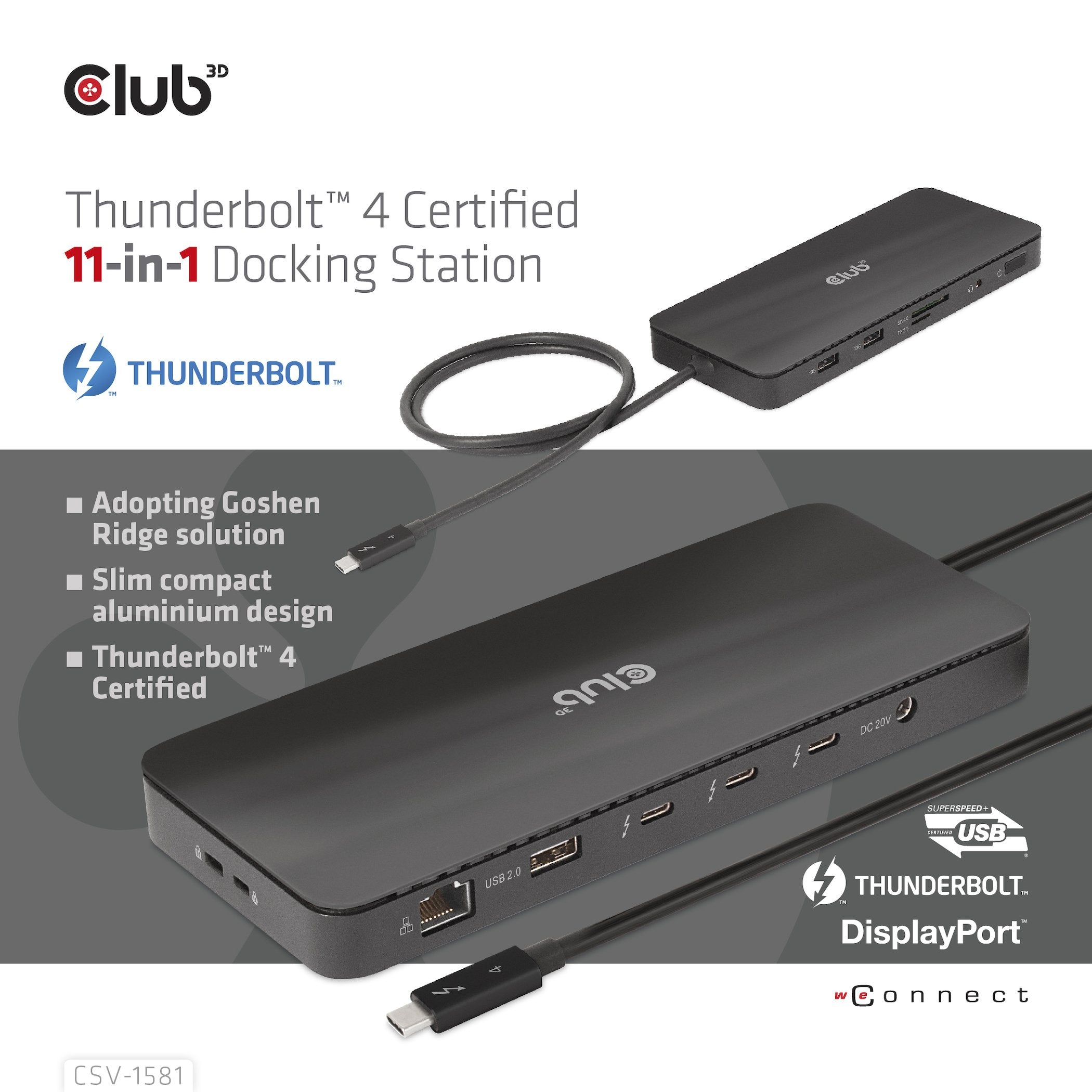 Club3d Thunderbolt4 11-In-1 Hub > 3xthunderbolt 3xusb M H Retail