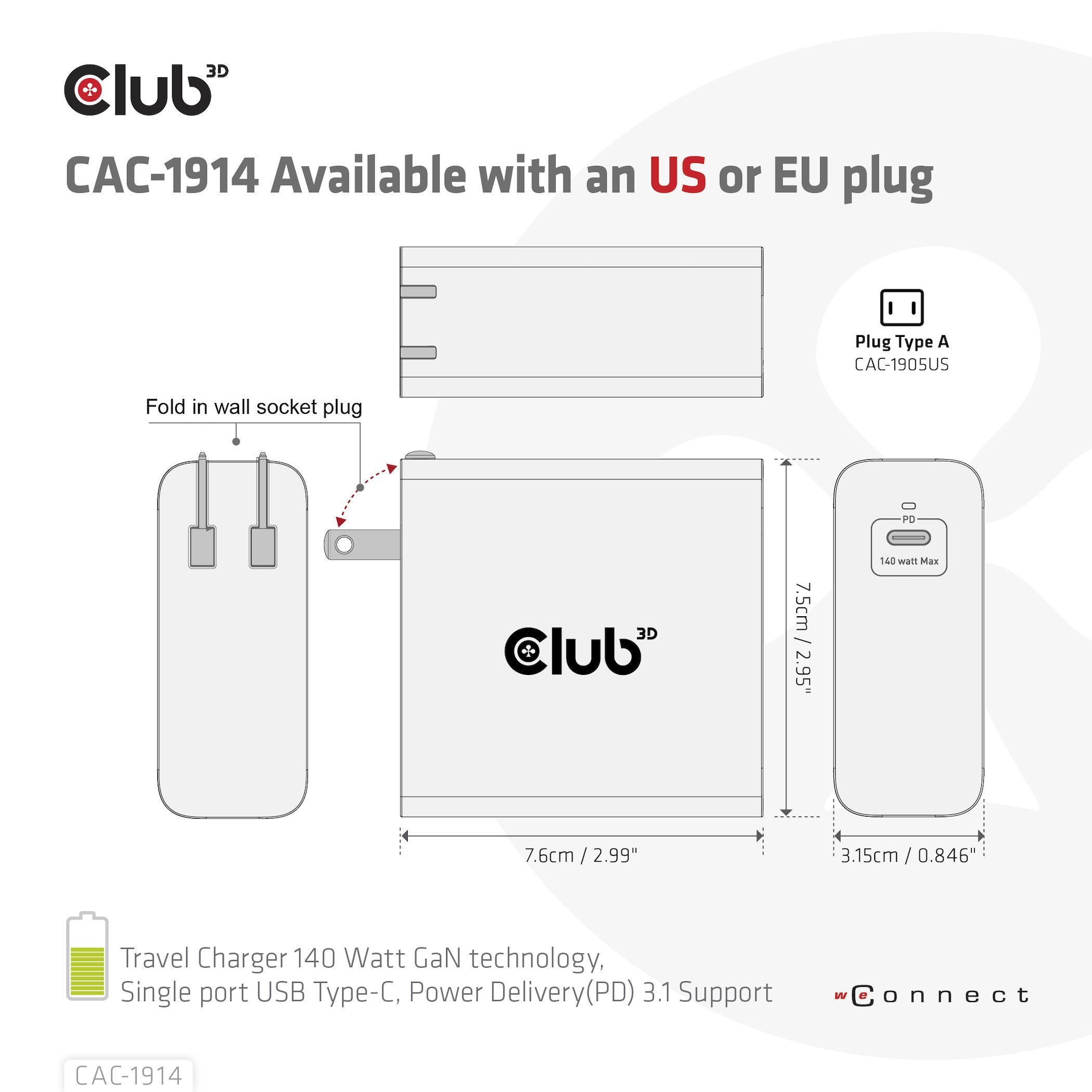 EAN 8719214472689 - CLUB3D CAC-1914 cargador de dispositivo móvil Monitor de vídeo para bebé, Barbero eléctrico, Videocámara imagen 7