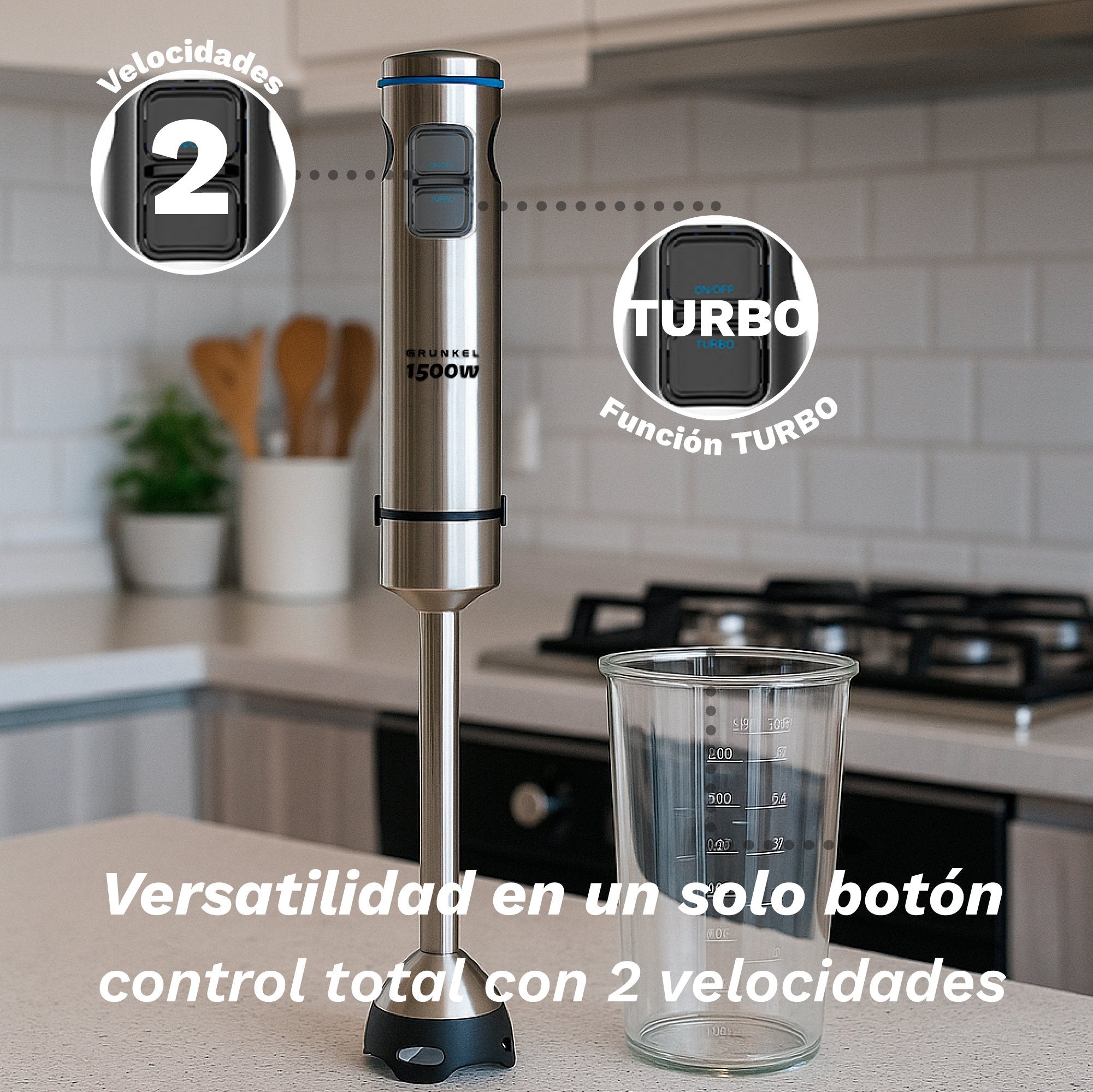 EAN 8426156018850 - Grunkel BM-1500EXTREME licuadora 0,8 L Batidora de inmersión 1500 W Acero inoxidable imagen 4
