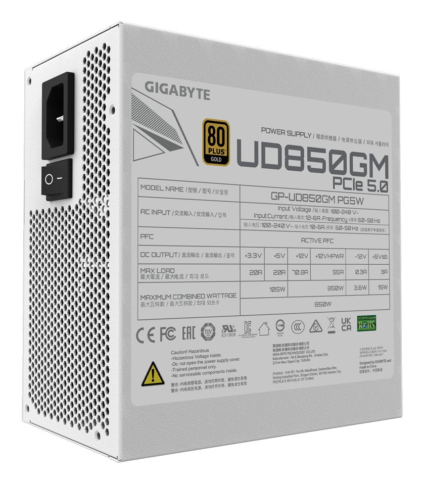 EAN 4719331553517 - GIGABYTE UD850GM PG5W unidad de fuente de alimentación 850 W 20+4 pin ATX Blanco imagen 3