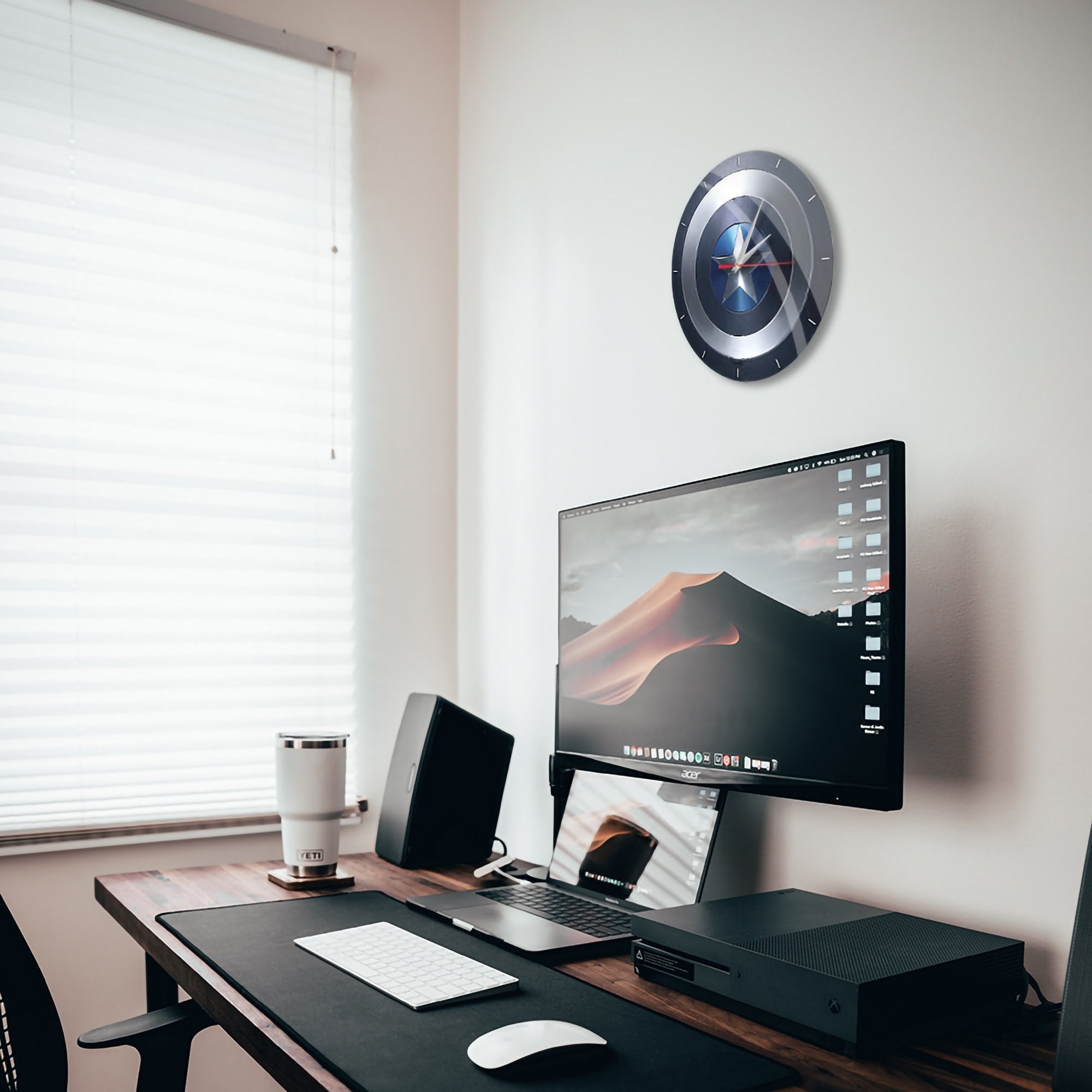 Reloj De Pared Leotec Brillo Capitán América Azul