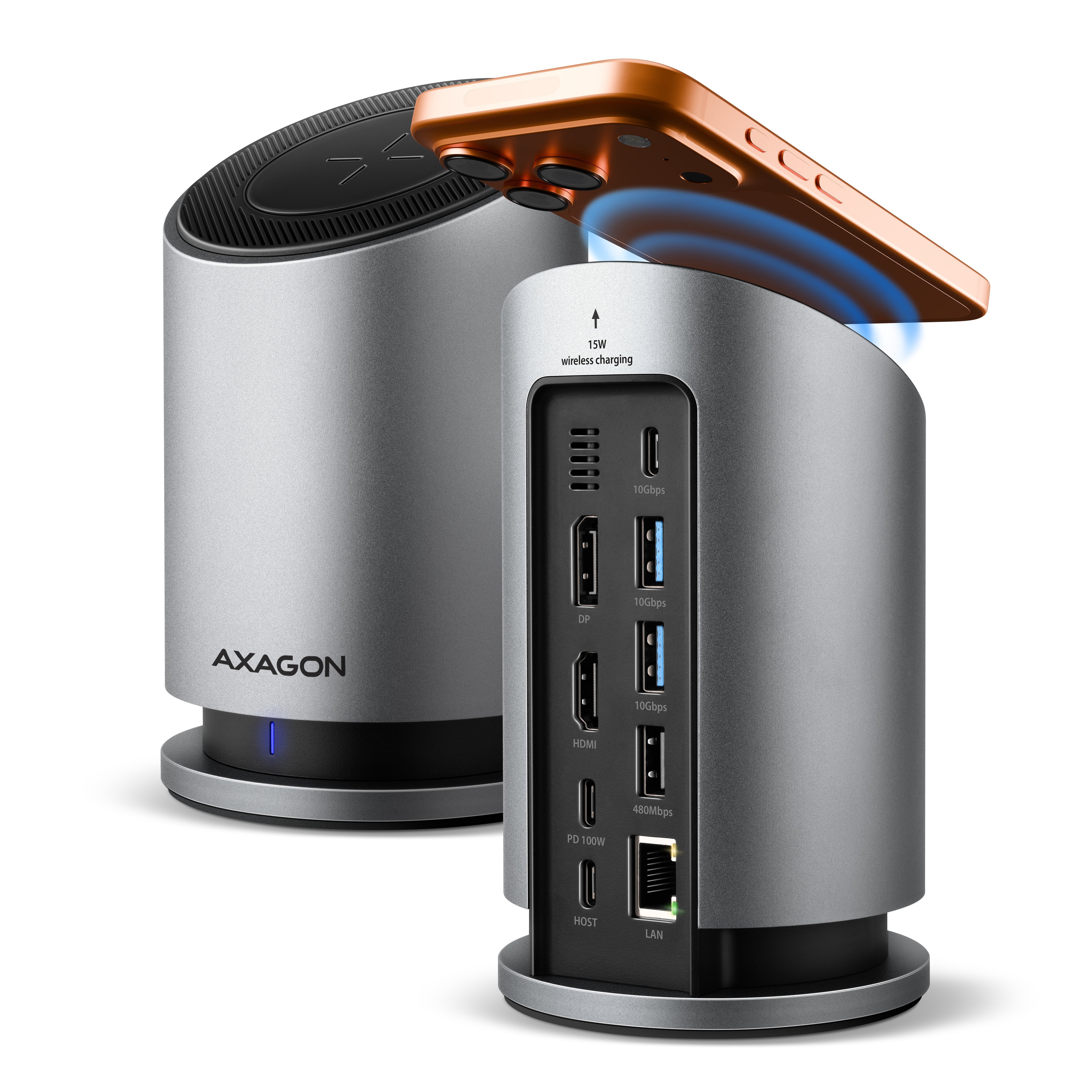 EAN 8595247908735 - Axagon HMC-WL9 base para portátil y replicador de puertos Alámbrico USB 3.2 Gen 2 (3.1 Gen 2) Type-C Gris imagen 1