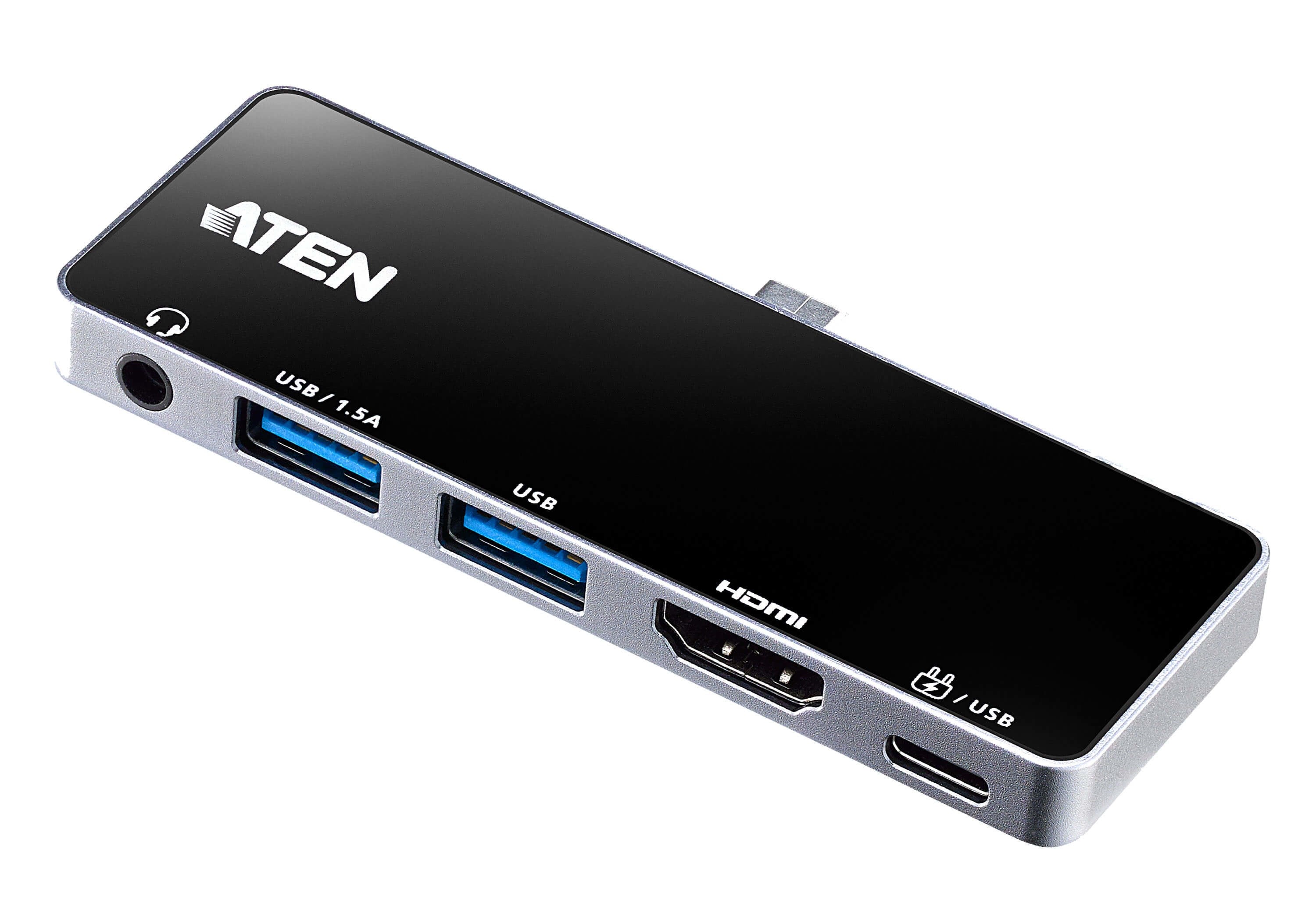 Aten Uh3238 Travel Dock 5 Usb-C Con Paso De Alimentación