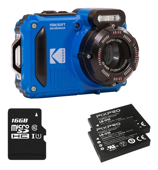 Pack Cámara Digital Kodak Pixpro Wpz2bl6 + 2 Baterías + 1 Microsd 16mp Zoom Óptico 4x Azul