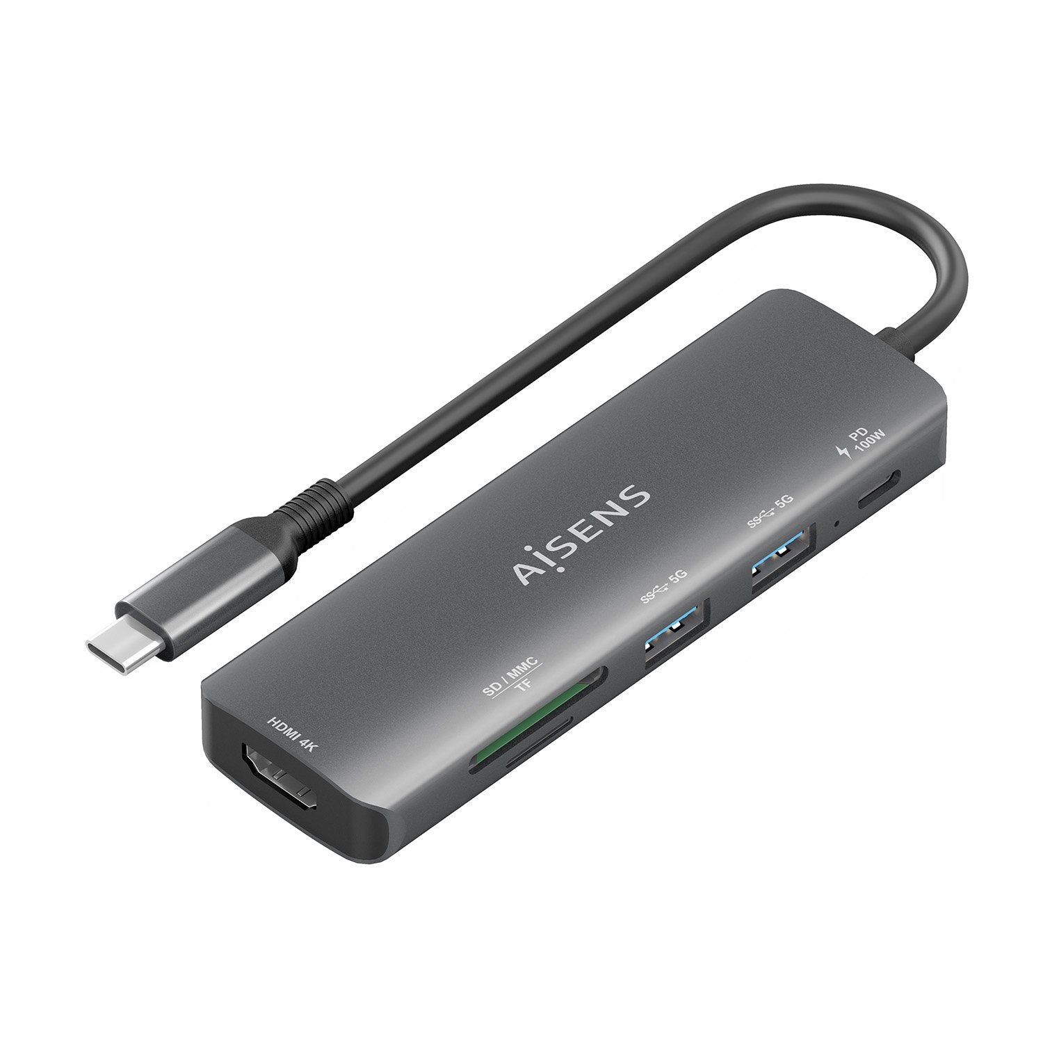 EAN 8435739903124 - AISENS ASUC-6P023-GR base para portátil y replicador de puertos Alámbrico USB 3.2 Gen 1 (3.1 Gen 1) Type- imagen 1