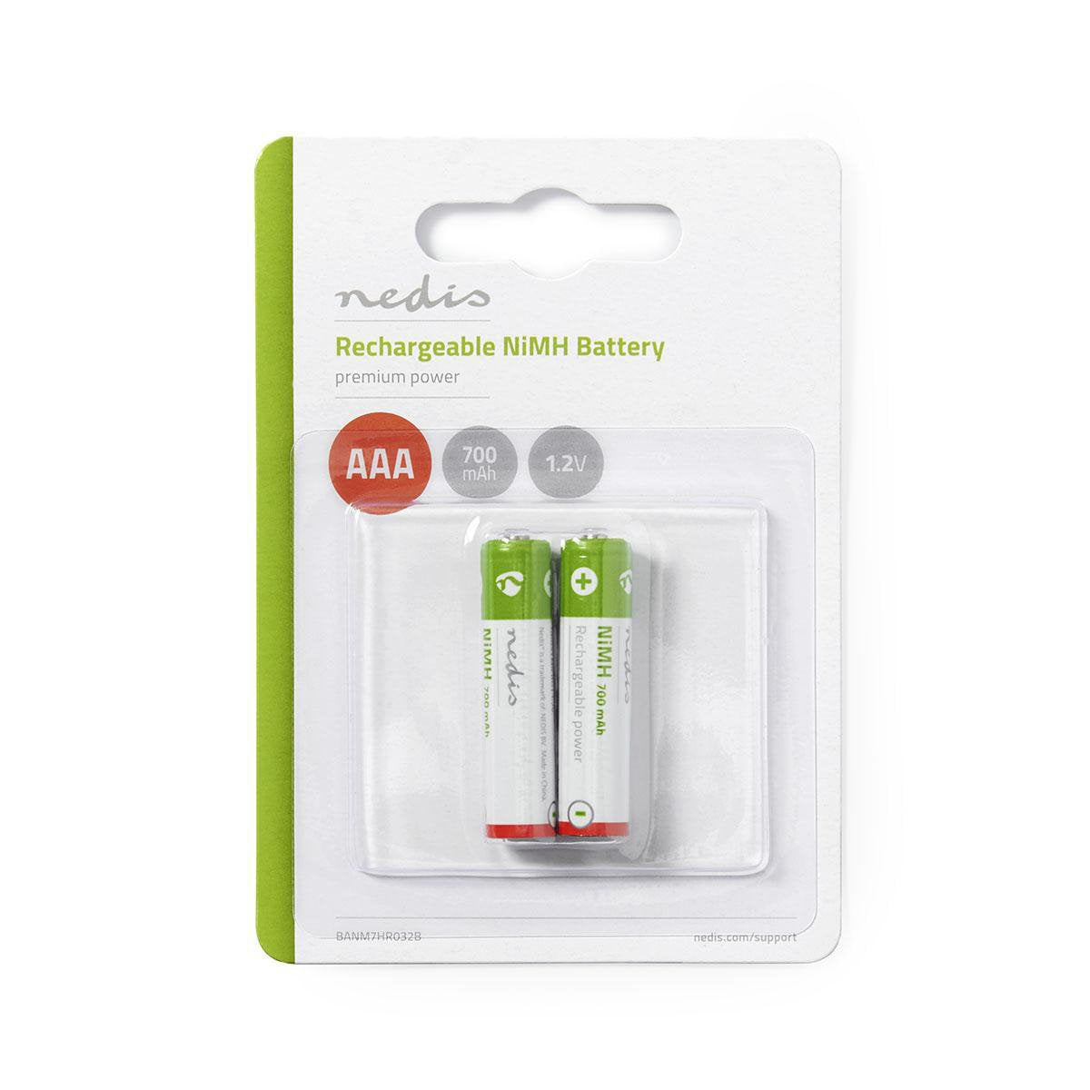 Nedis Recargable Ni-Mh Aaa 1.20 V Aaa 700 Mah Precargado Pack 2 Blíster