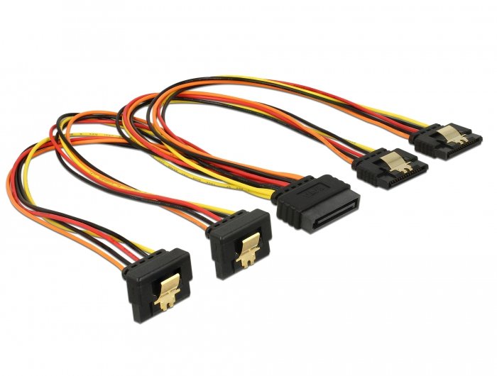 Delock Sata 15pin> 2x En Ángulo (Abajo) + 2x Recto, Cable 30 Cm 60151