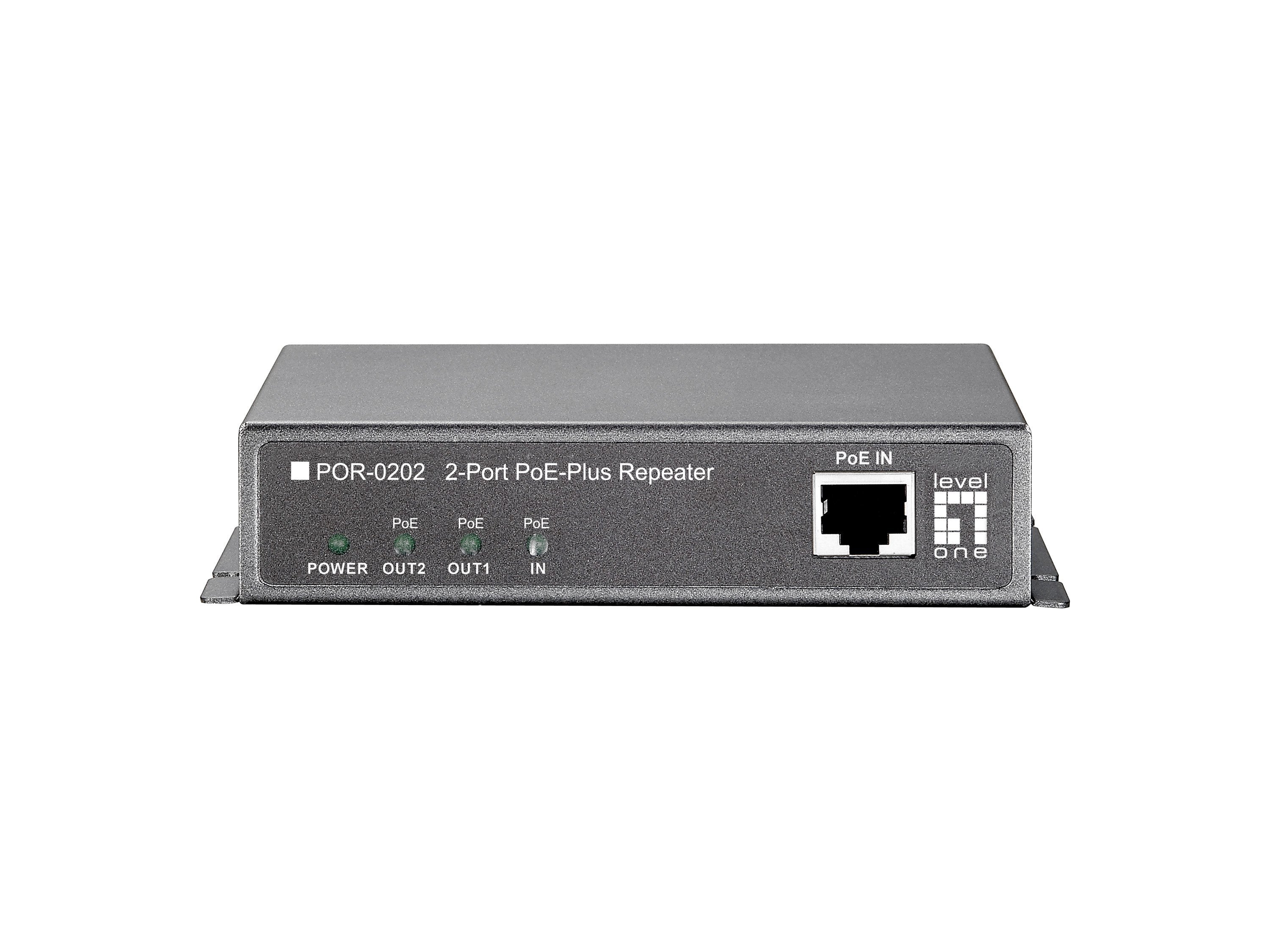 Levelone Repetidor Poe, 2 Puertos, Cascade, 802.3at Poe+, Repetidor De Red, 100 M, 10/100base-T(X), Ieee 802.3,Ieee 802.3af,Ieee 802.3at,Ieee 802.3u,Ieee 802.3x, Negro, Pared