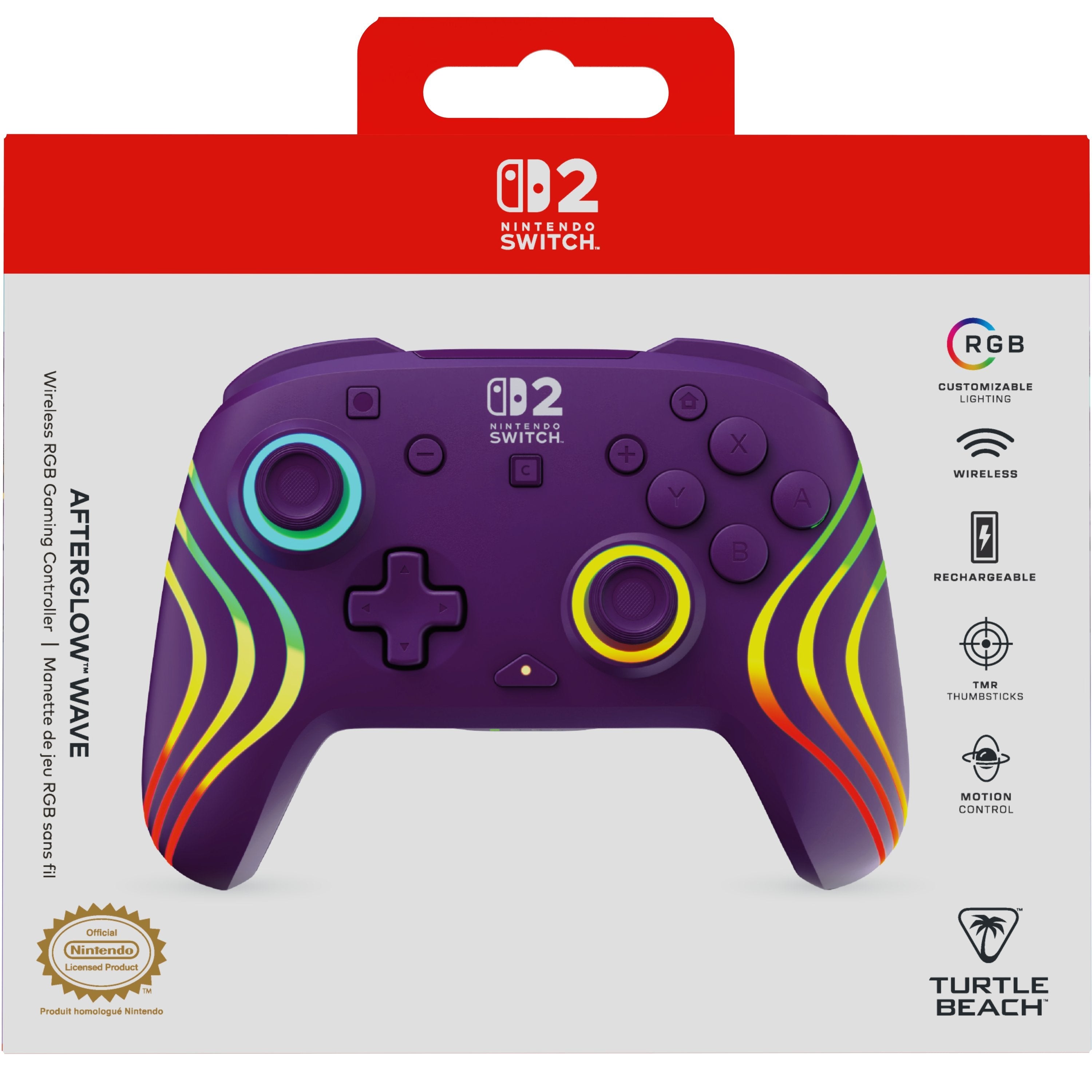 Turtle Beach Afterglow Morado Mando De Juego Rgb Inalámbrico Para Nintendo Switch 2