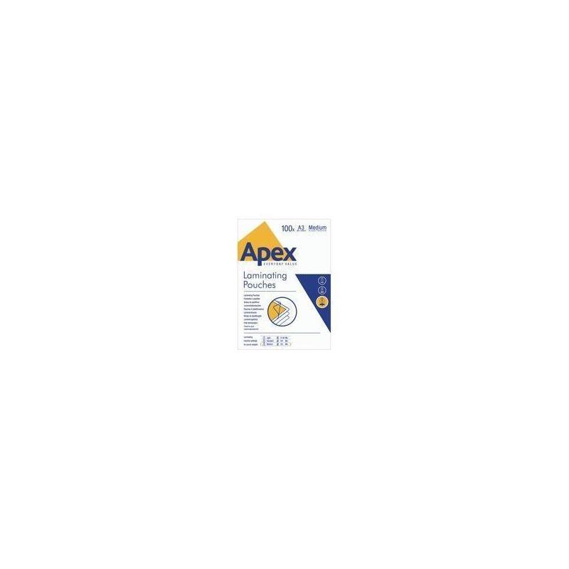Fellowes Apex Pack De 100 Fundas Para Plastificar A3 - 125 Micras - Acabado Alta Calidad - Transparente