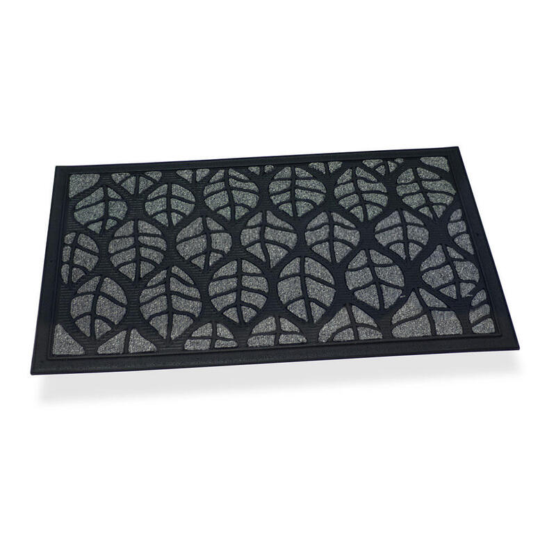 Felpudo Goma/Moqueta Hojas Gris 75x45cm Hidalgo