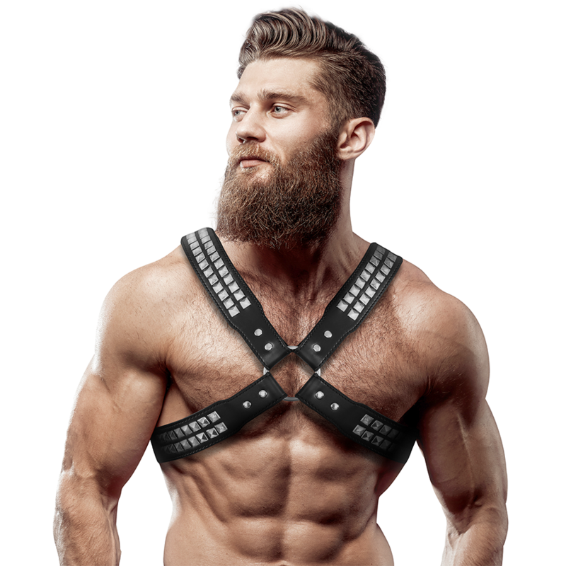 Fetish Submissive Attitude - Arnés Ecopiel Pecho Cruzado Con Remaches Hombre