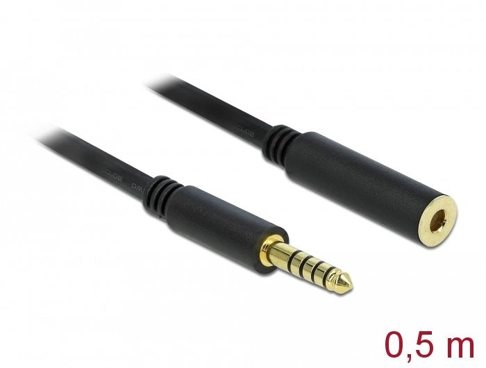 Delock Verlängerungscable Klinke 4,4 Mm 5 Pin Stecker Zu Buchse 0,5 M Schwarz