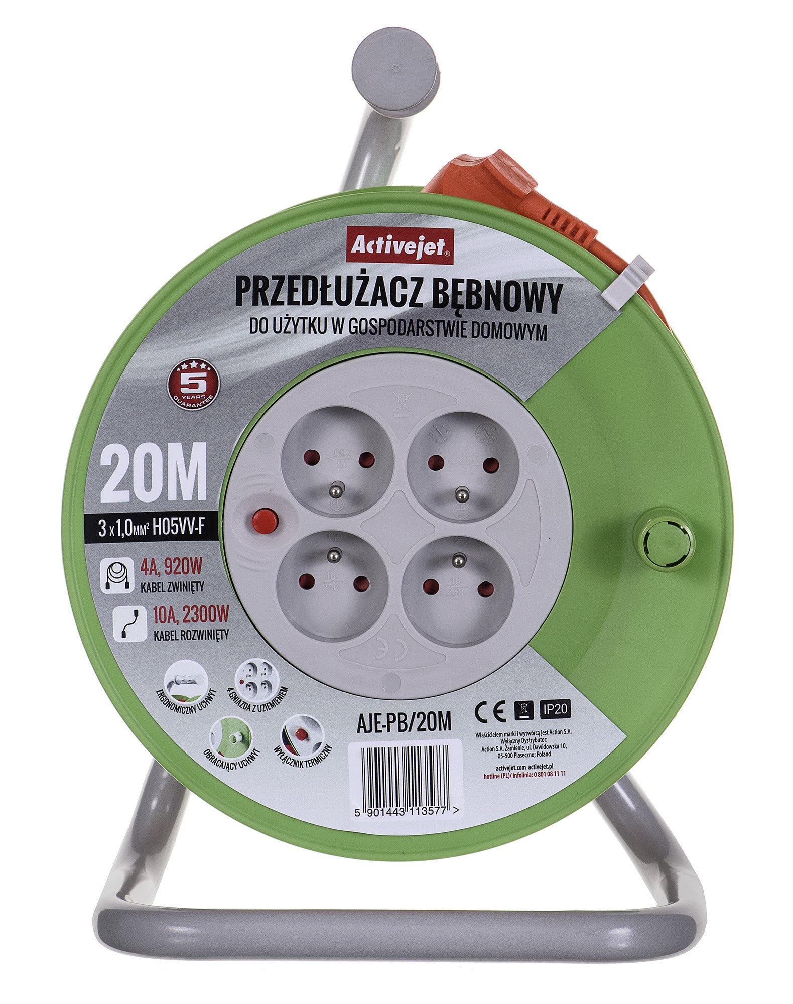 EAN 5901443113577 - Activejet AJE-PB/20M base múltiple 4 salidas AC Interior Gris, Cal imagen 1